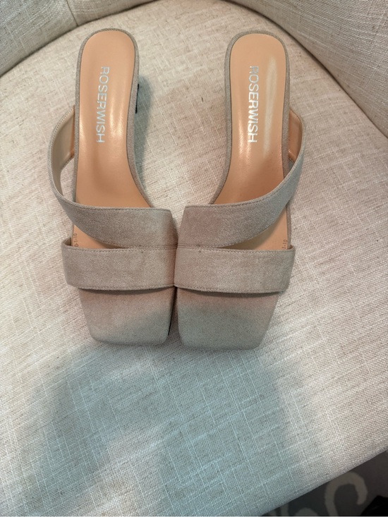 Shoes - Taupe Suede Slide kitten heels